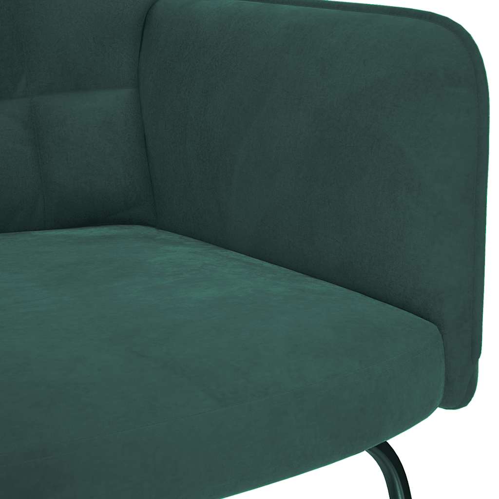 Chaise à bascule avec tabouret en velours vert foncé - XIOS
