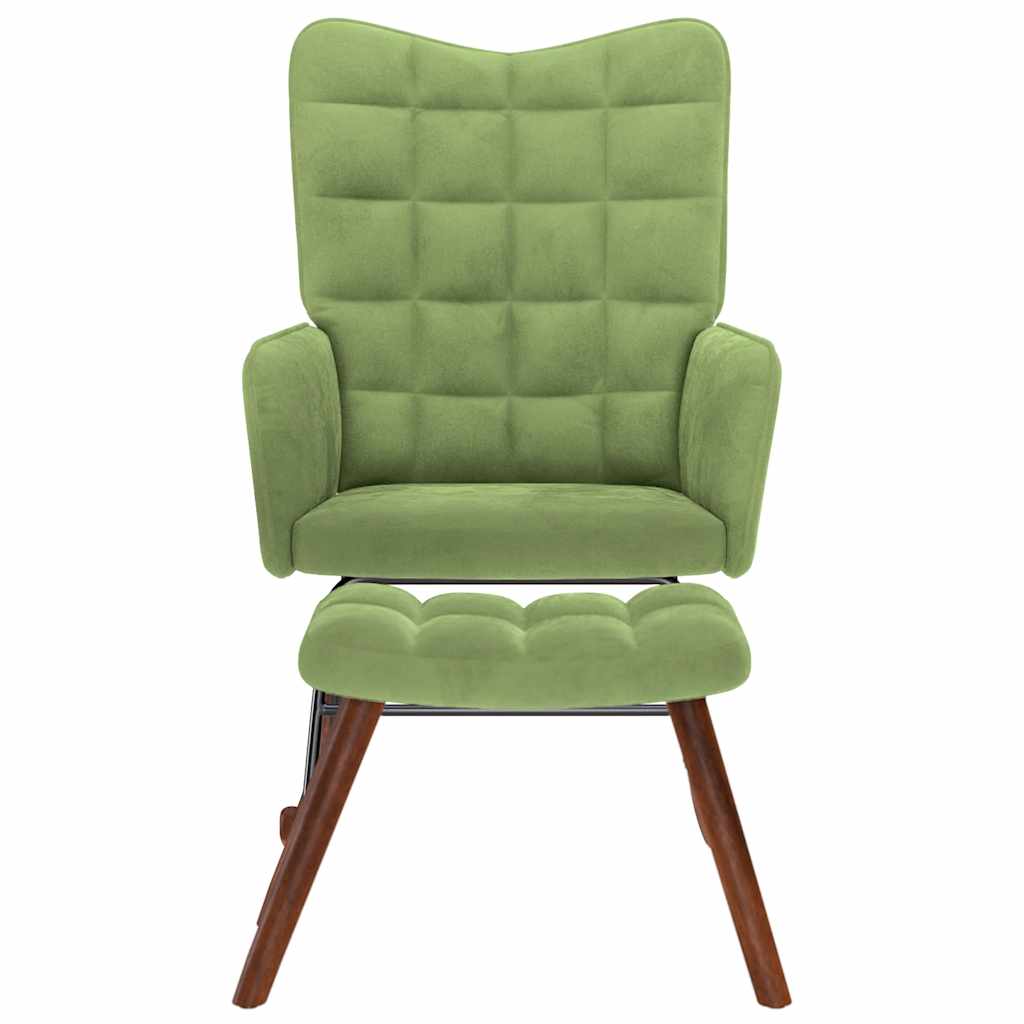 Chaise à bascule avec repose-pied vert clair velours