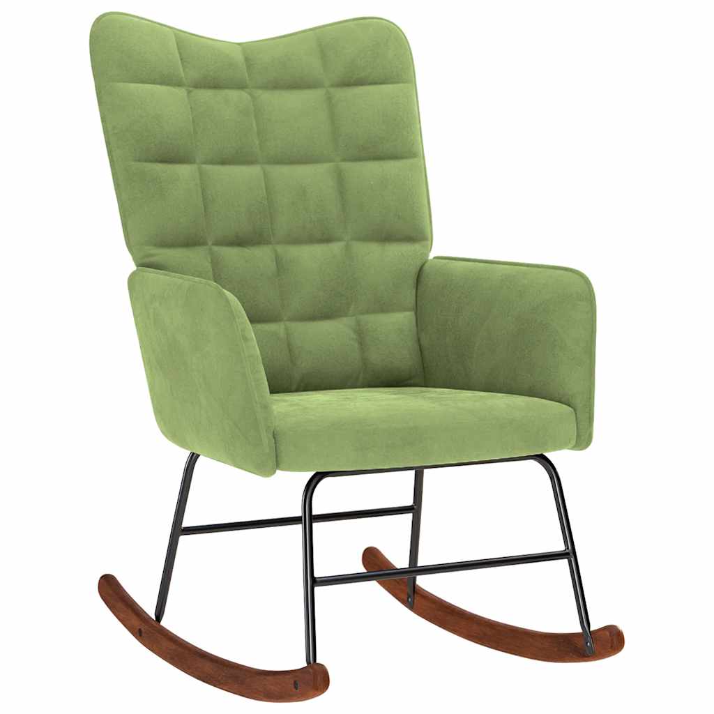 Chaise à bascule avec repose-pied vert clair velours - XIOS