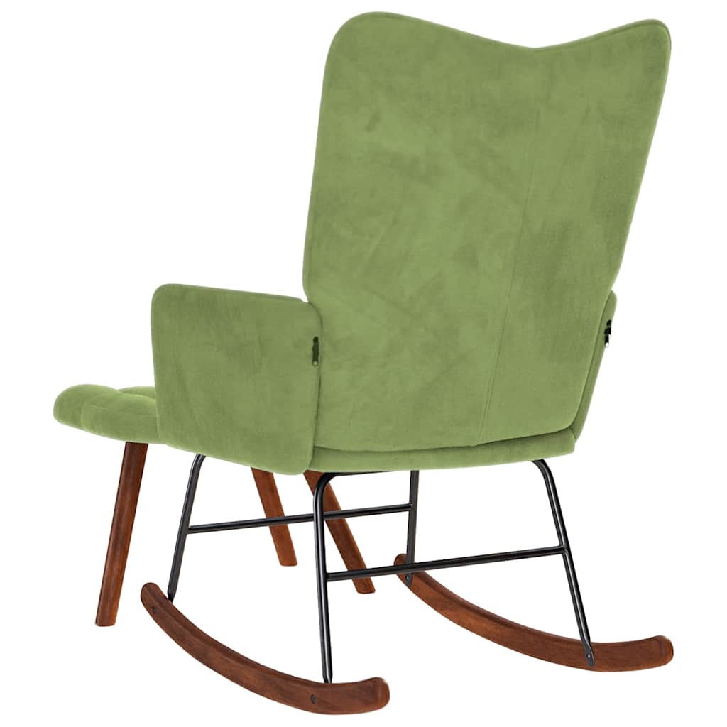 Chaise à bascule avec repose-pied vert clair velours - XIOS