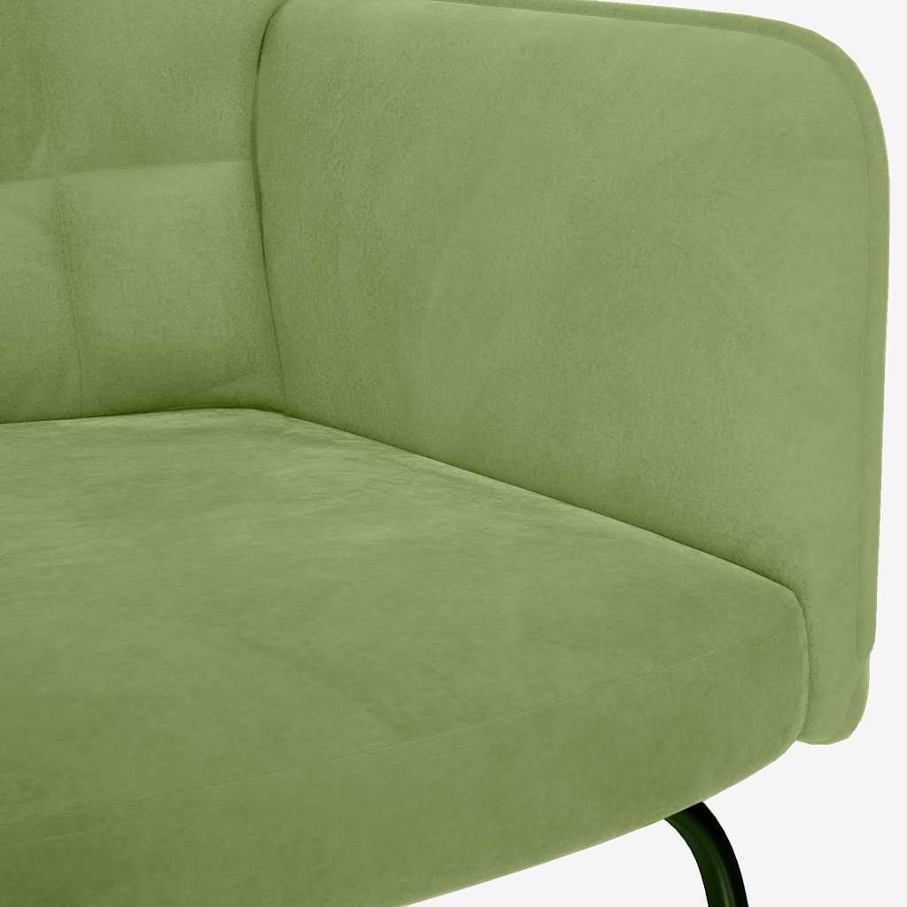 Chaise à bascule avec repose-pied vert clair velours - XIOS