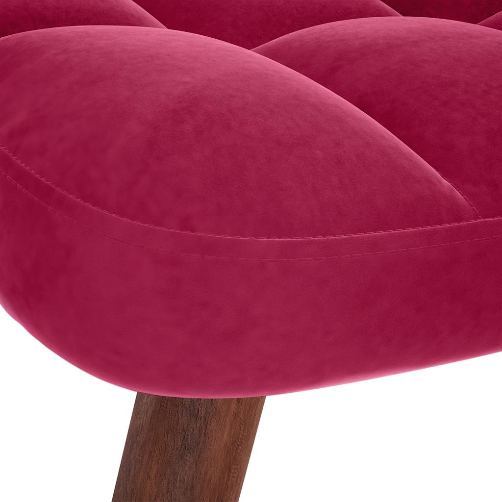 Chaise à bascule avec repose-pied rouge bordeaux velours - XIOS