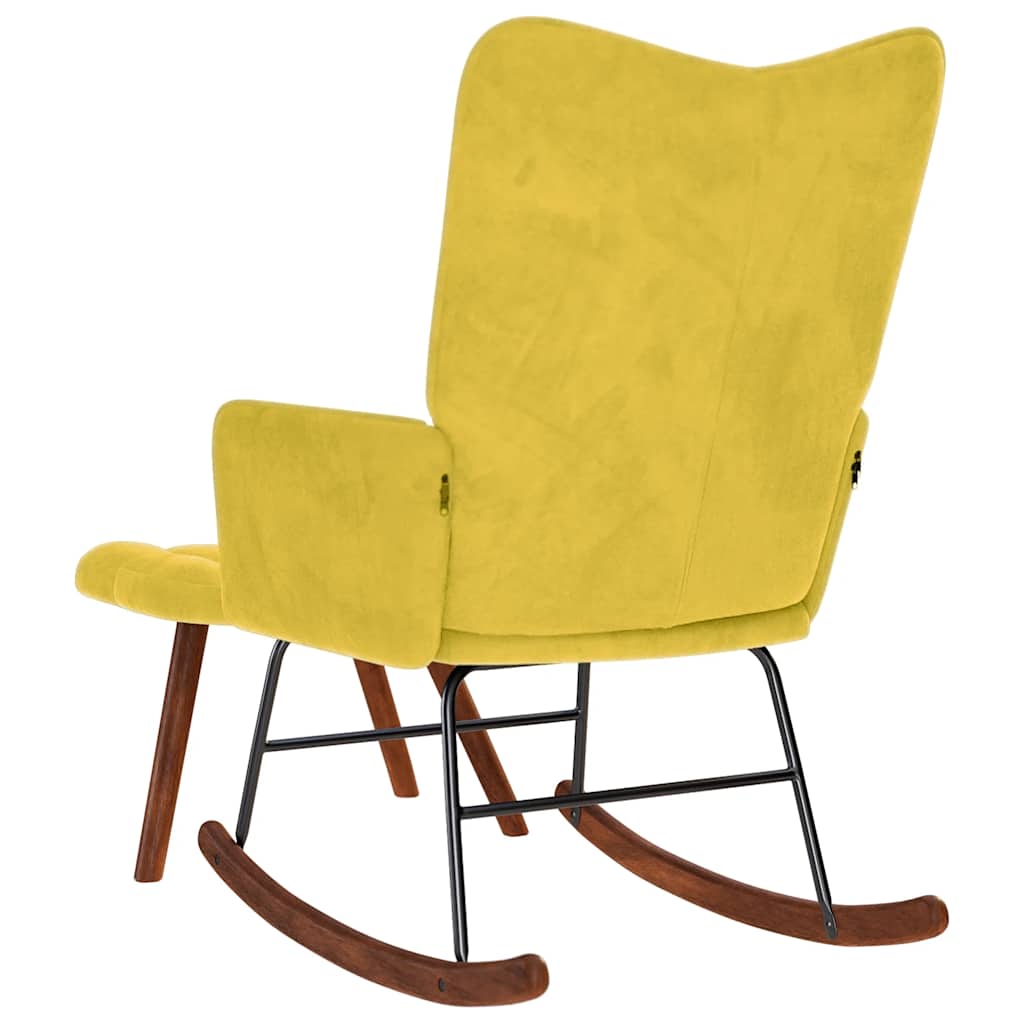 Chaise à bascule avec repose-pied jaune velours - XIOS
