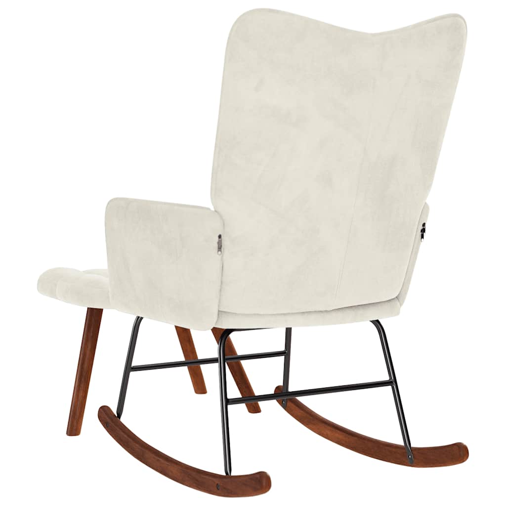Chaise à bascule avec tabouret en velours crème - XIOS