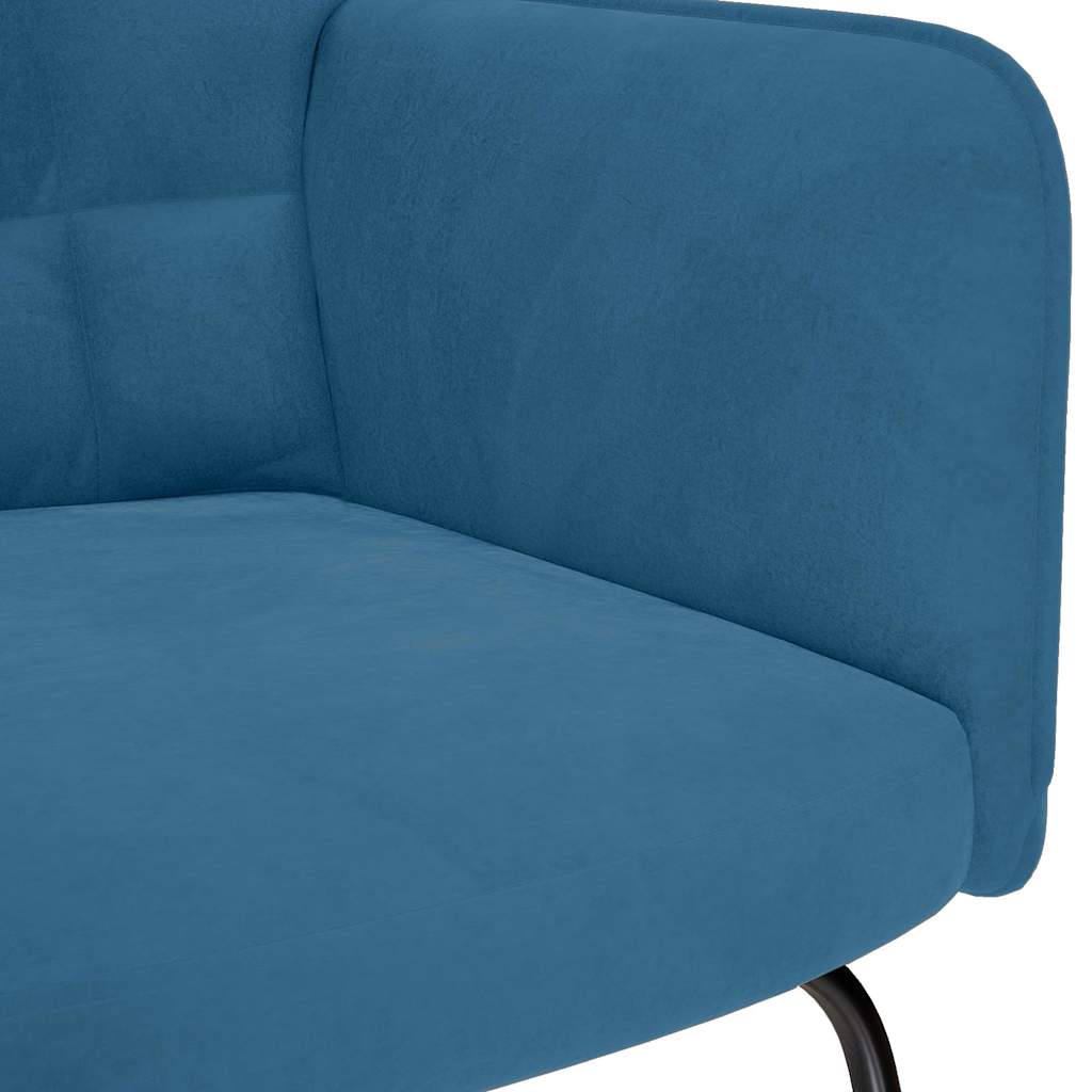Chaise à bascule avec repose-pied bleu velours - XIOS