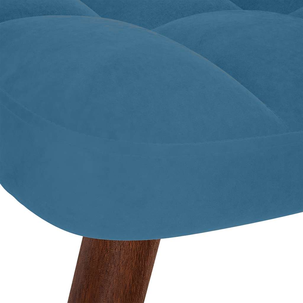 Chaise à bascule avec repose-pied bleu velours - XIOS
