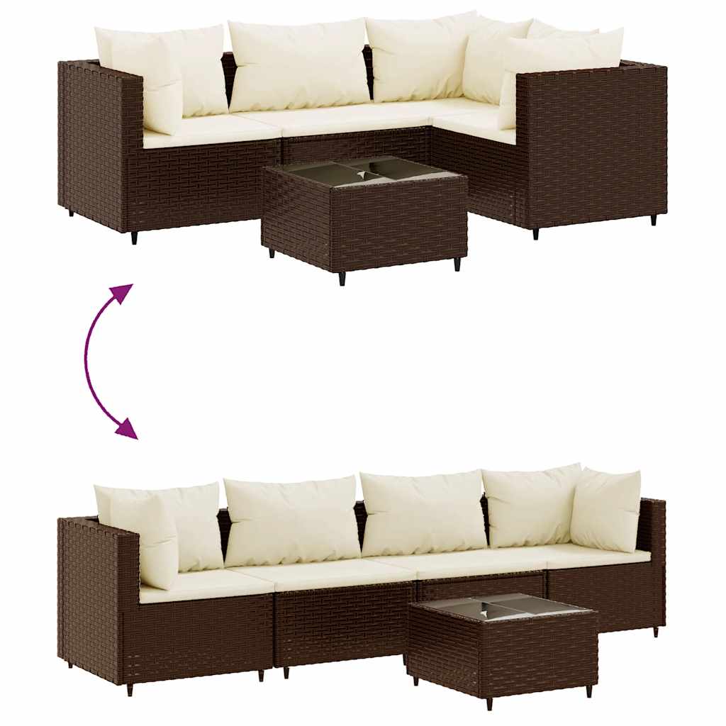 Salon de jardin 5 pcs avec coussins Marron Résine tressée - XIOS