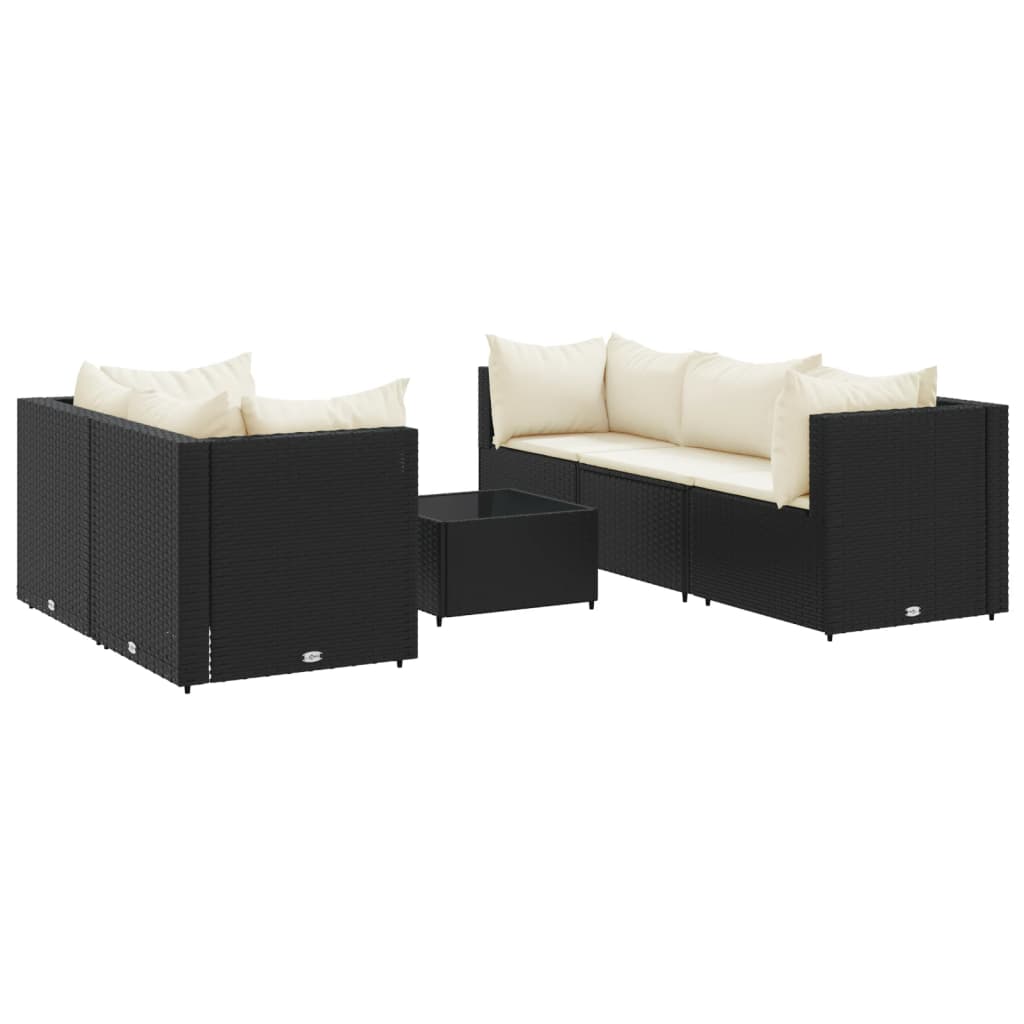Salon de jardin 6 pcs avec coussins Noir Résine tressée - XIOS