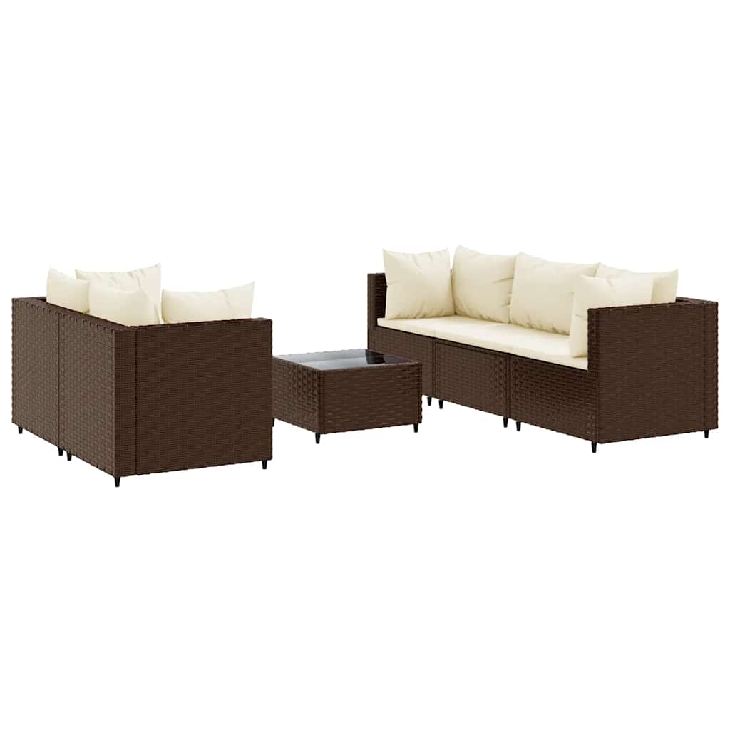 Salon de jardin 6 pcs avec coussins Marron Résine tressée - XIOS
