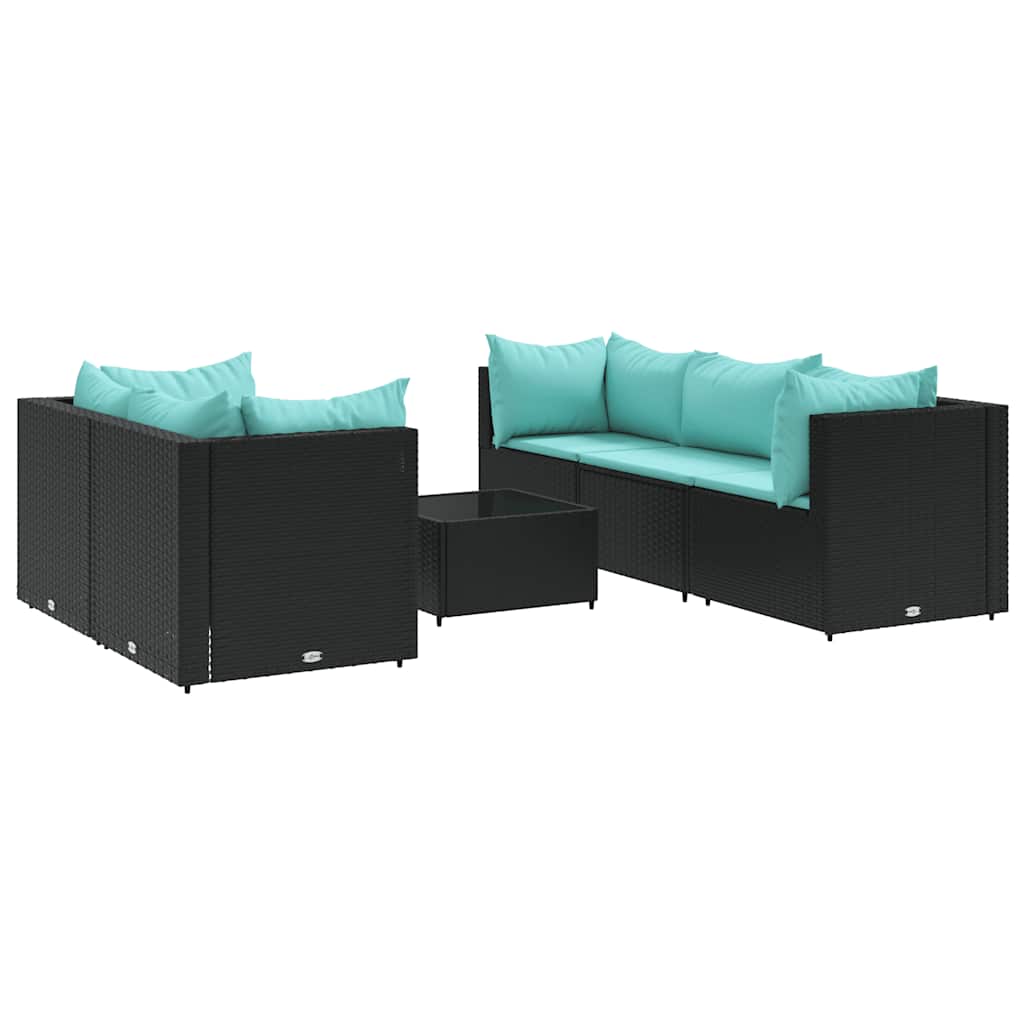 Salon de jardin 6 pcs avec coussins Noir Résine tressée - XIOS