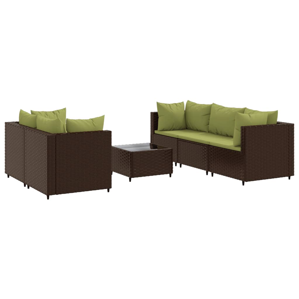 Salon de jardin 6 pcs avec coussins Marron Résine tressée - XIOS