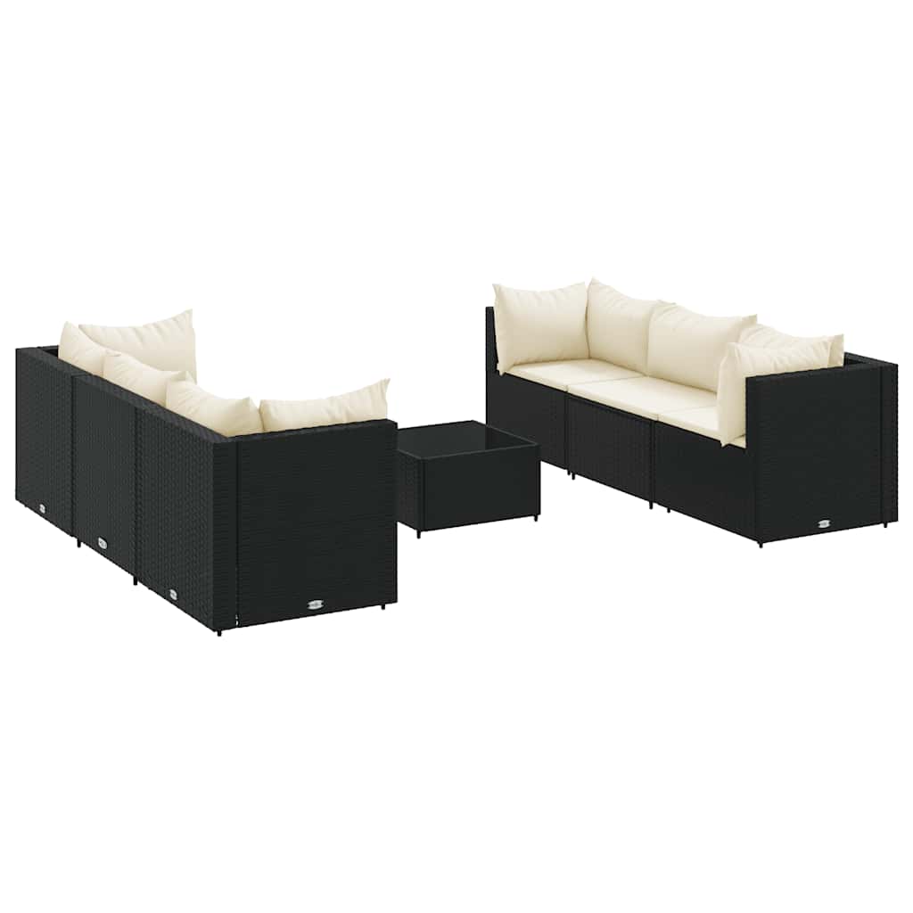 Salon de jardin 7 pcs avec coussins Noir Résine tressée - XIOS