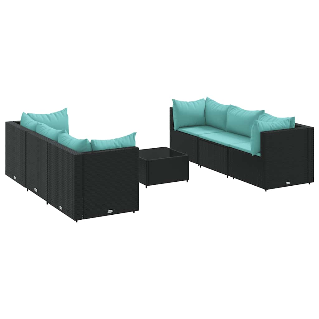 Salon de jardin 7 pcs avec coussins Noir Résine tressée - XIOS