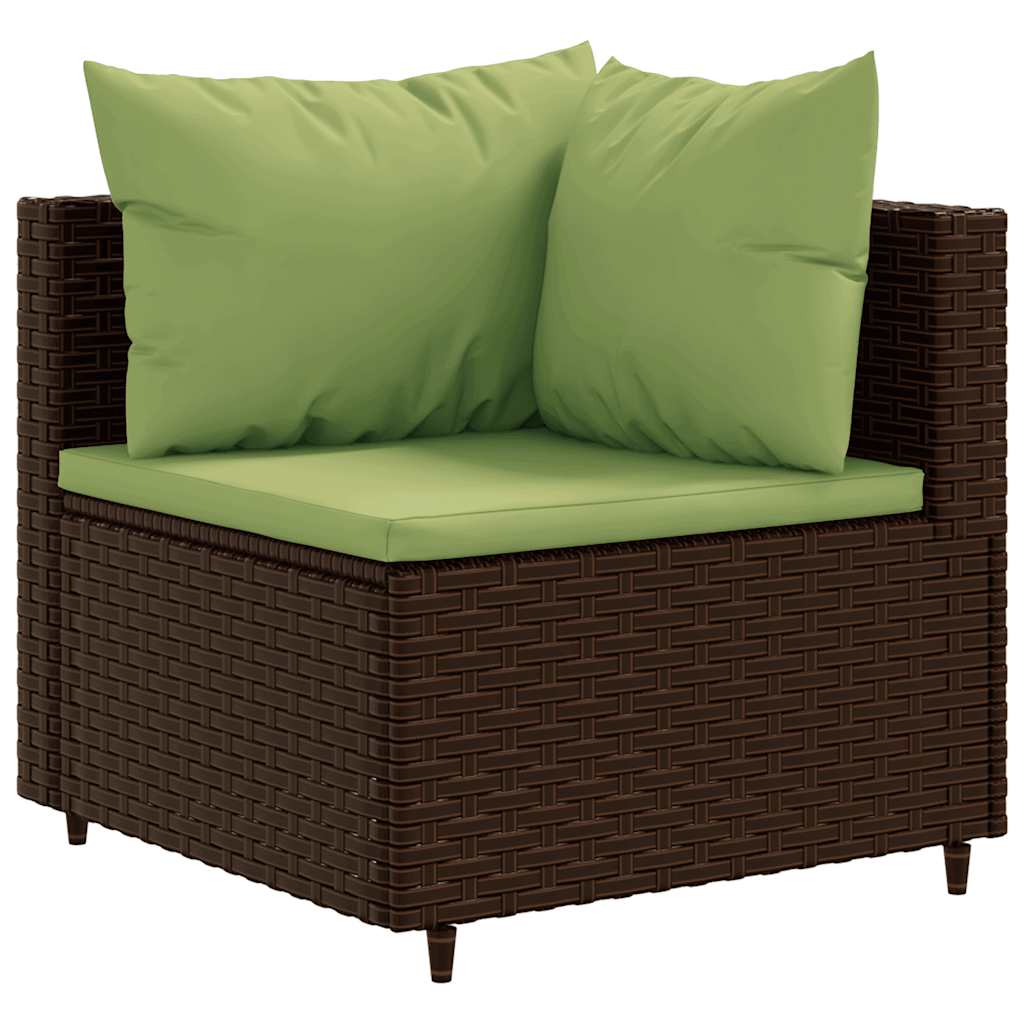 Salon de jardin 4 pcs avec coussins Marron Résine tressée - XIOS