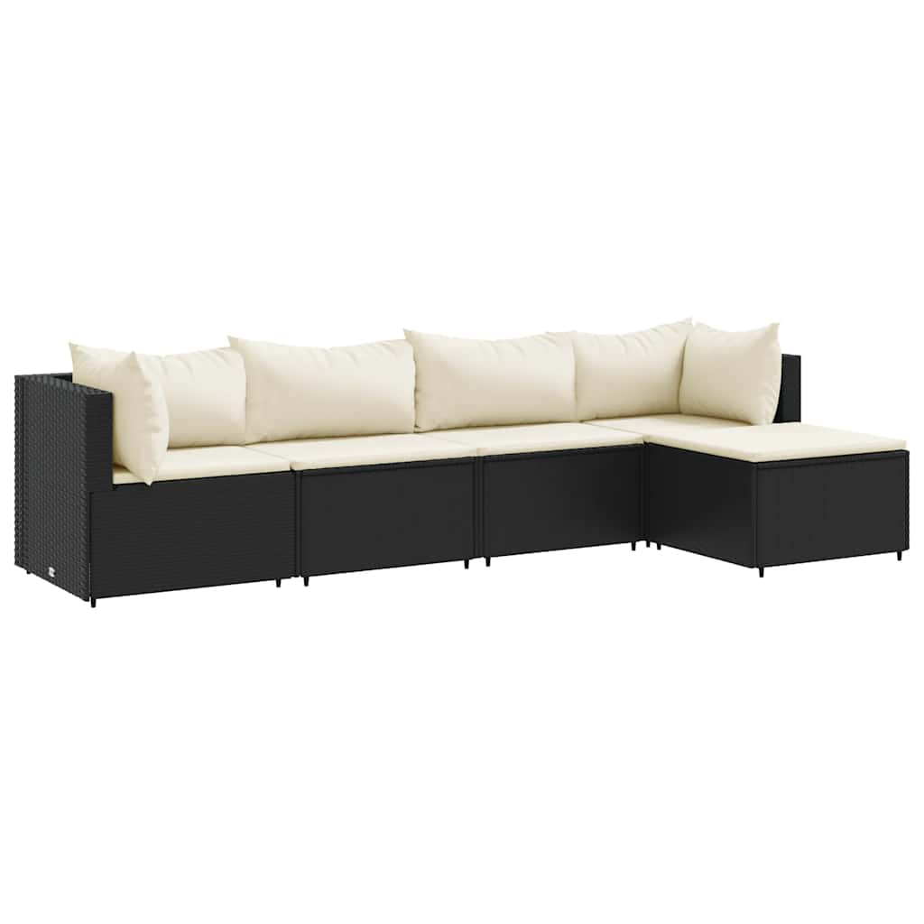 Salon de jardin 5 pcs avec coussins Noir Résine tressée - XIOS