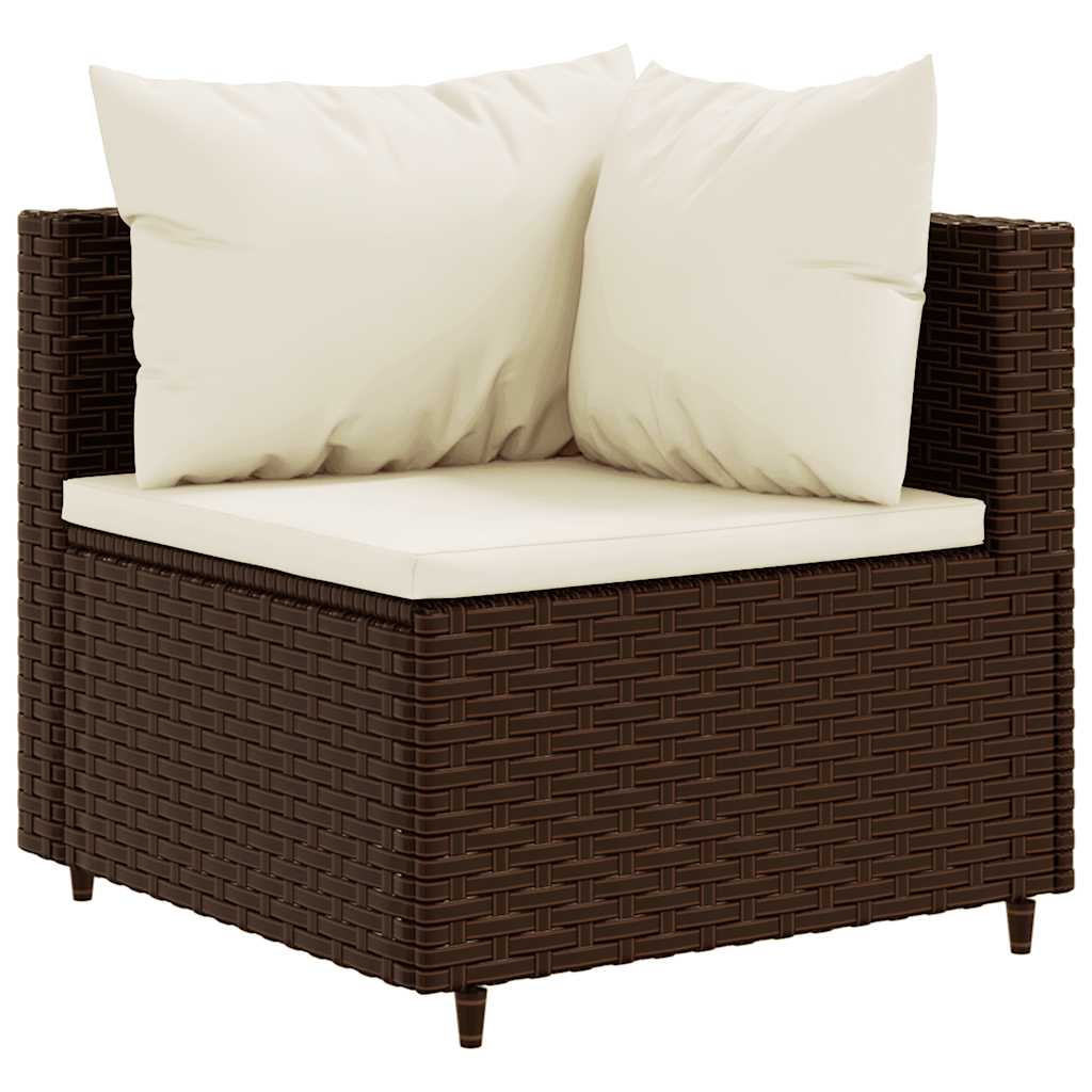 Salon de jardin 5 pcs avec coussins Marron Résine tressée - XIOS