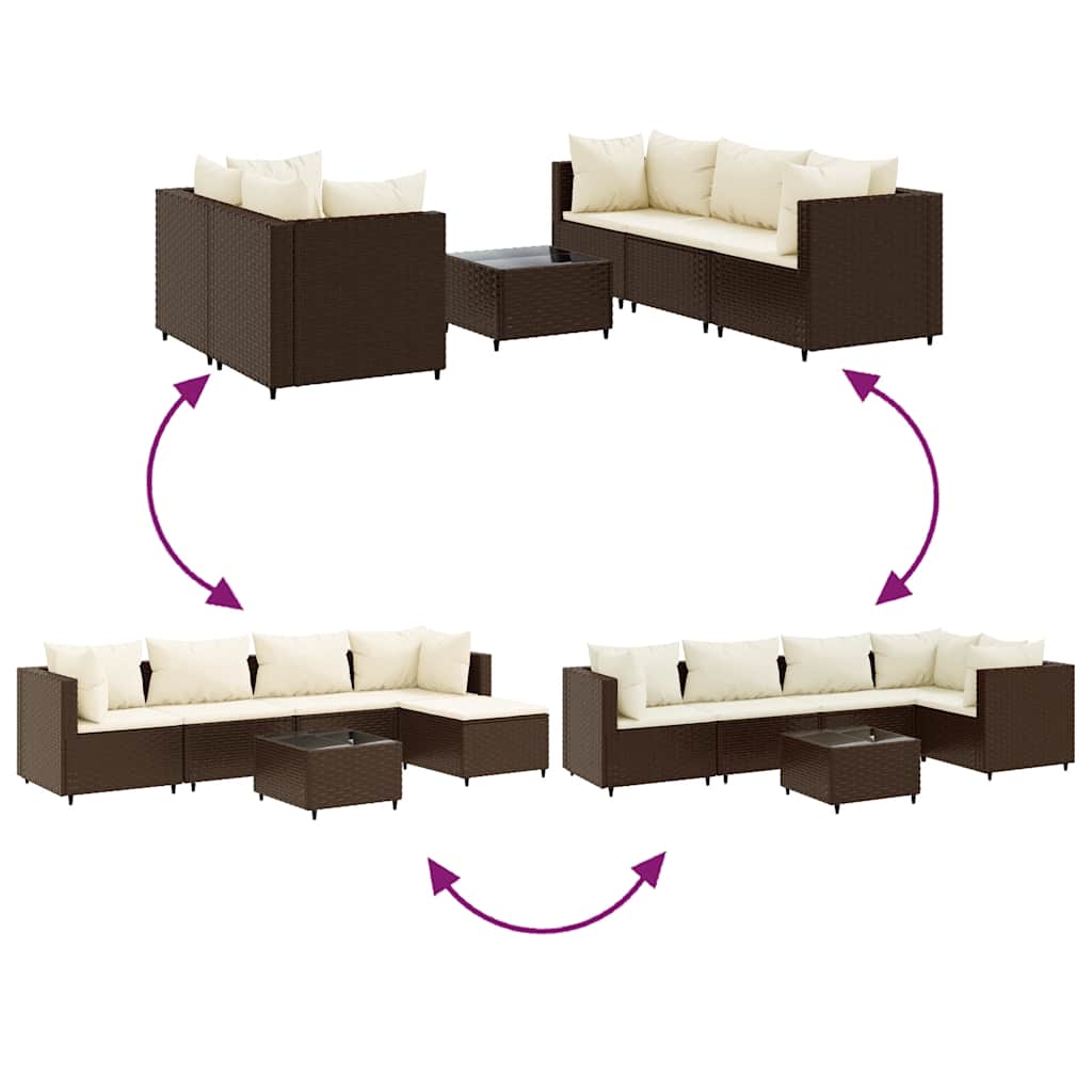 Salon de jardin 6 pcs avec coussins Marron Résine tressée - XIOS