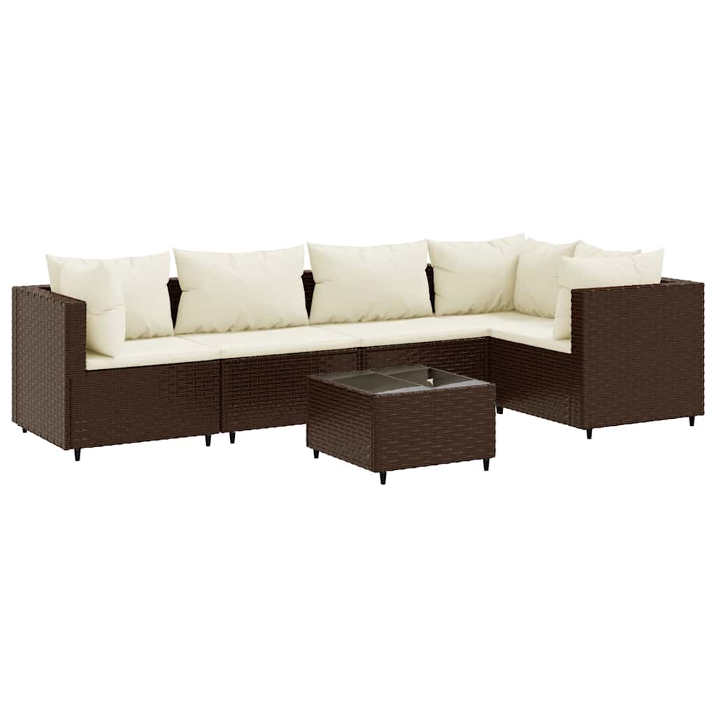 Salon de jardin 6 pcs avec coussins Marron Résine tressée - XIOS