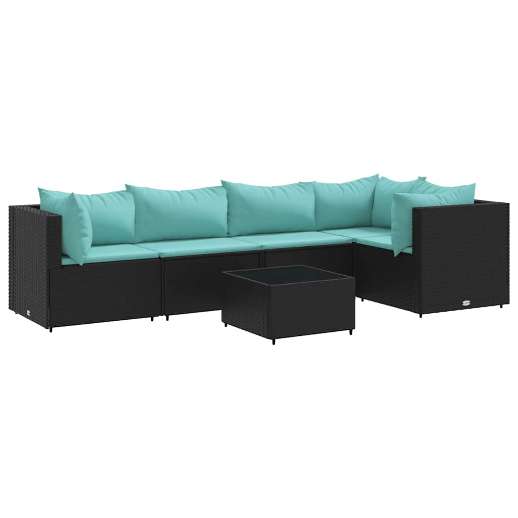 Salon de jardin 6 pcs avec coussins Noir Résine tressée - XIOS