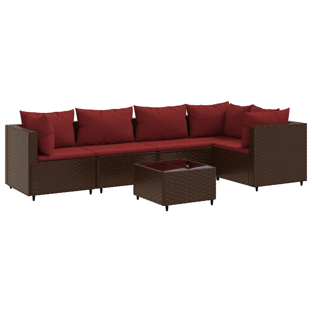 Salon de jardin 6 pcs avec coussins Marron Résine tressée - XIOS