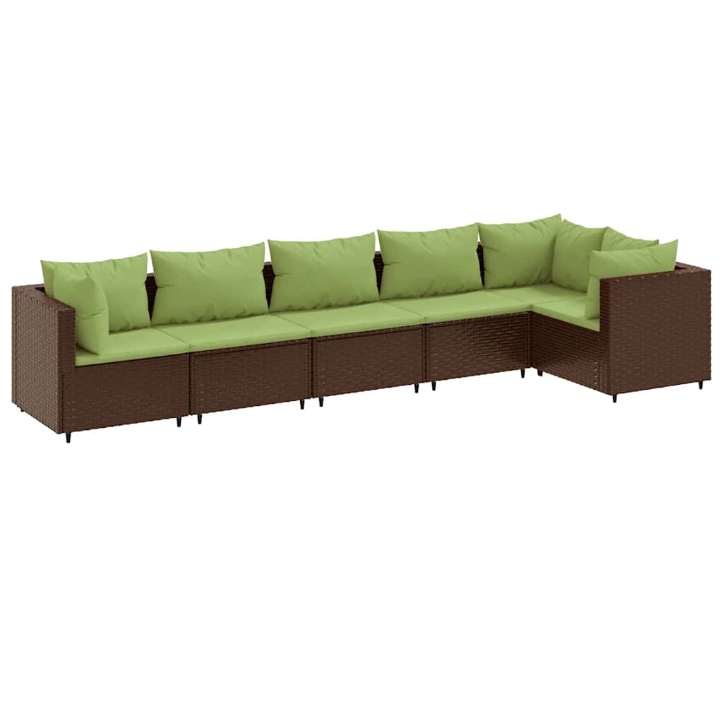 Salon de jardin 6 pcs avec coussins Marron Résine tressée - XIOS