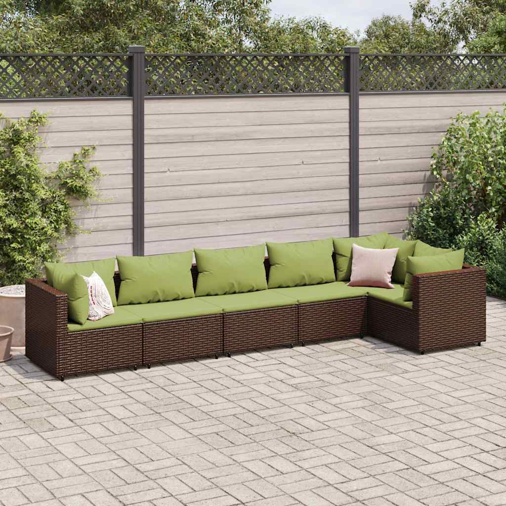 Salon de jardin 6 pcs avec coussins Marron Résine tressée - XIOS