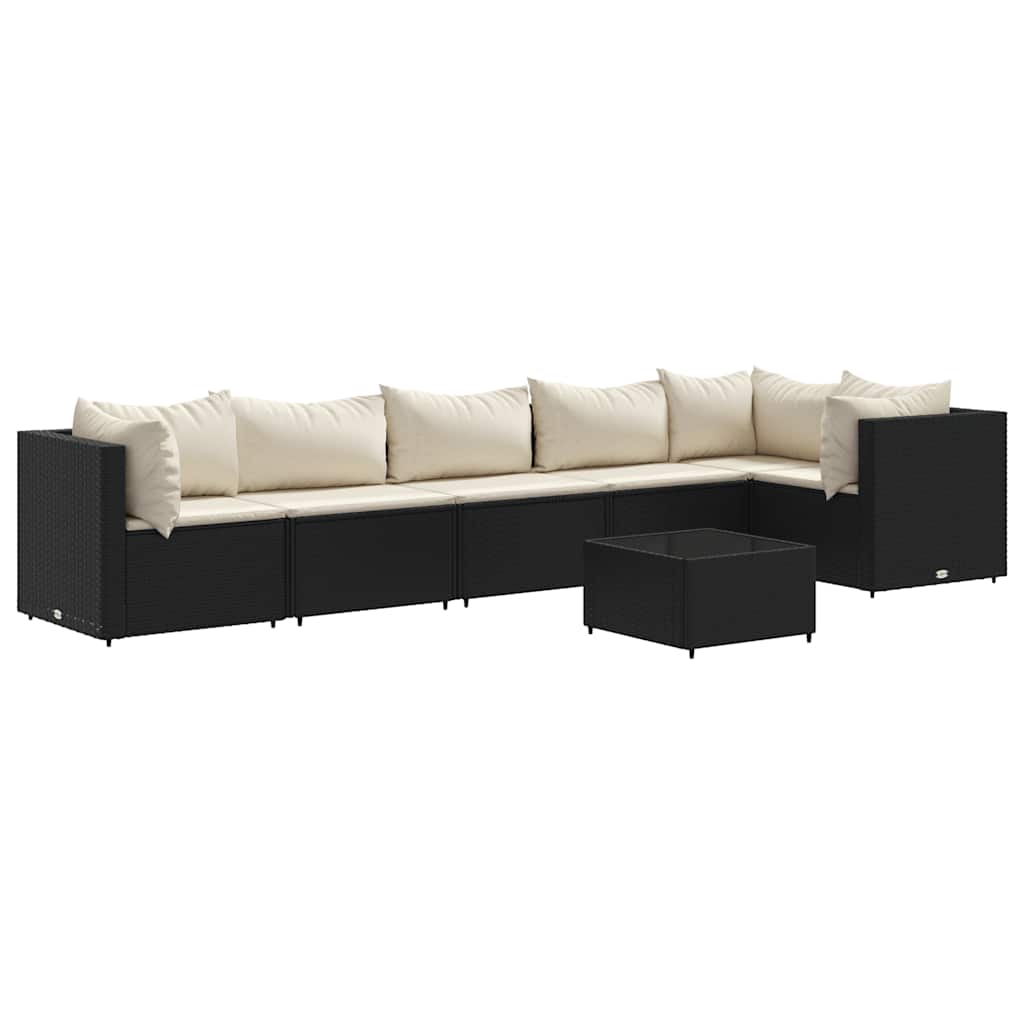 Salon de jardin 7 pcs avec coussins Noir Résine tressée - XIOS