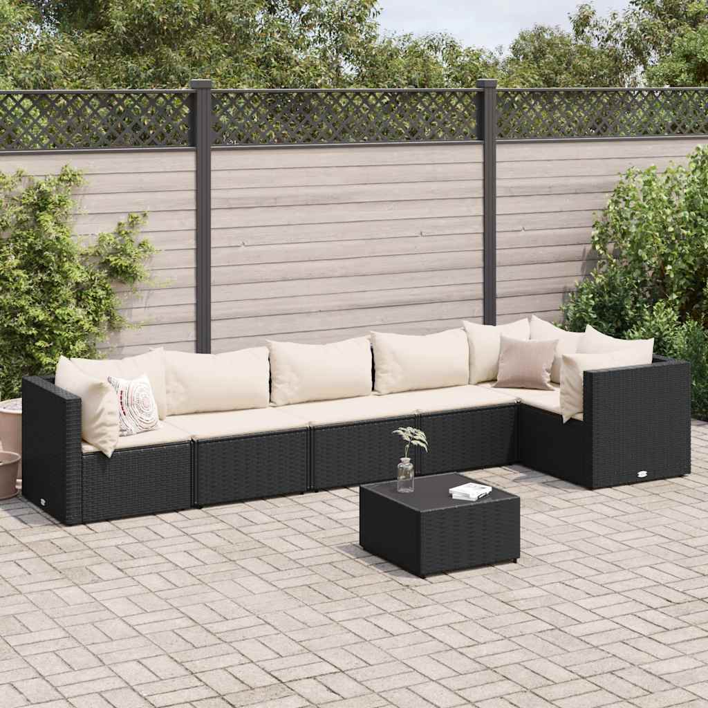 Salon de jardin 7 pcs avec coussins Noir Résine tressée - XIOS