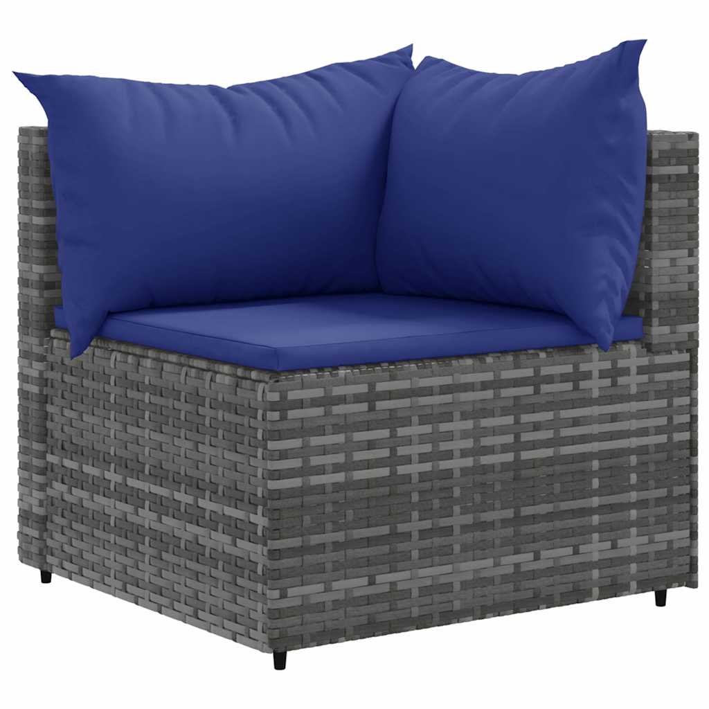 Salon de jardin 6 pcs avec coussins Gris Résine tressée - XIOS