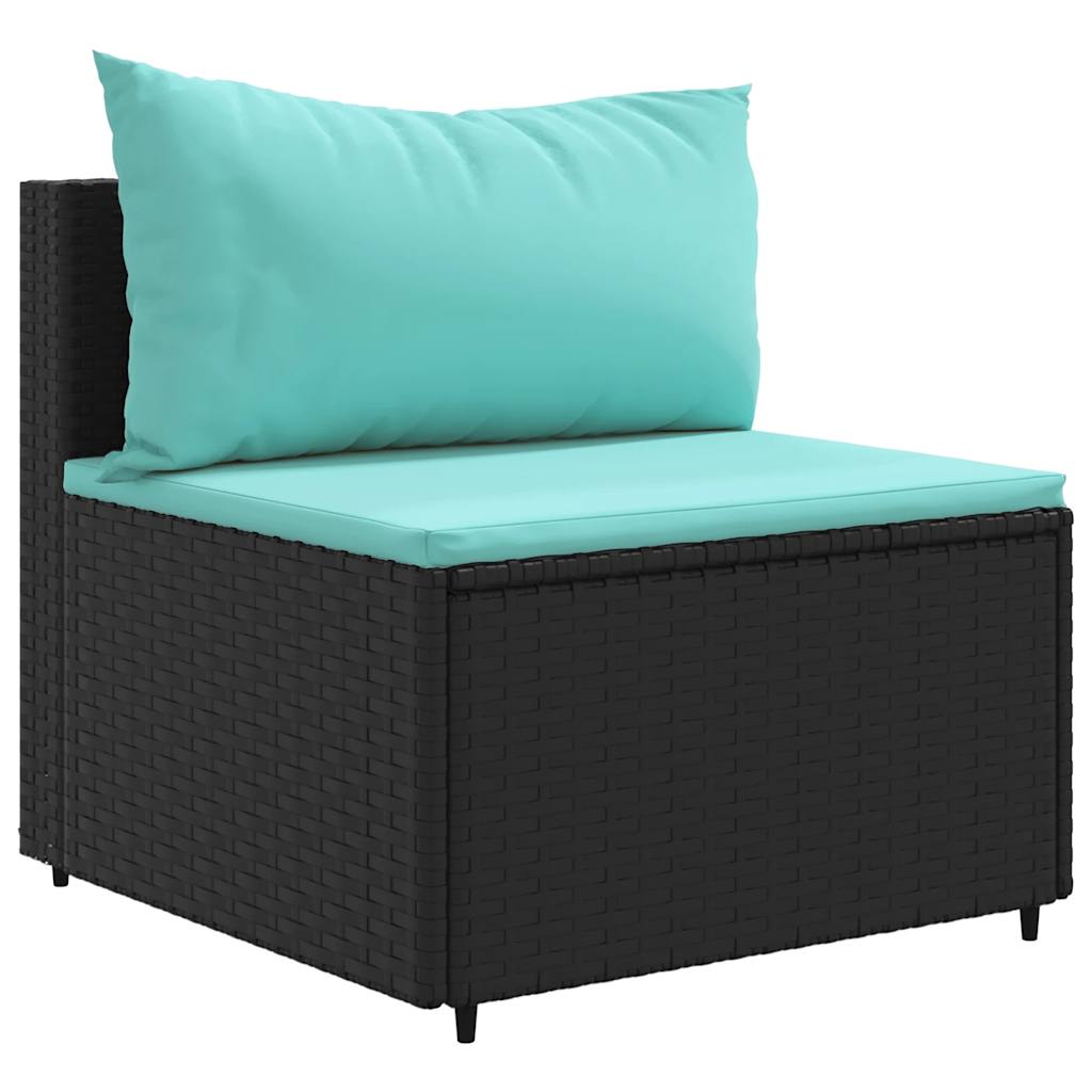 Salon de jardin 6 pcs avec coussins Noir Résine tressée - XIOS