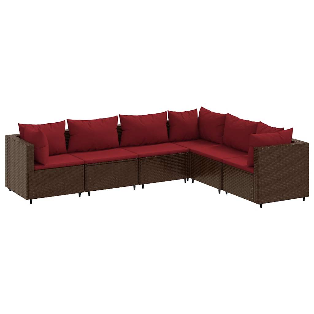 Salon de jardin 6 pcs avec coussins Marron Résine tressée - XIOS