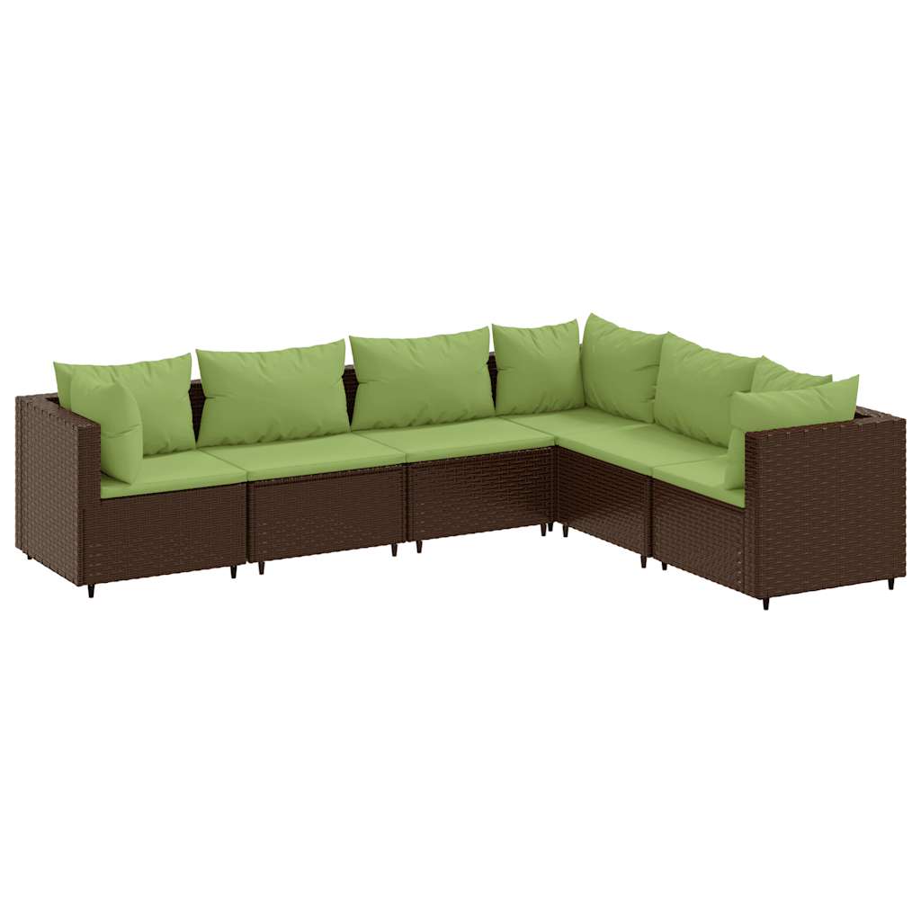 Salon de jardin 6 pcs avec coussins Marron Résine tressée - XIOS