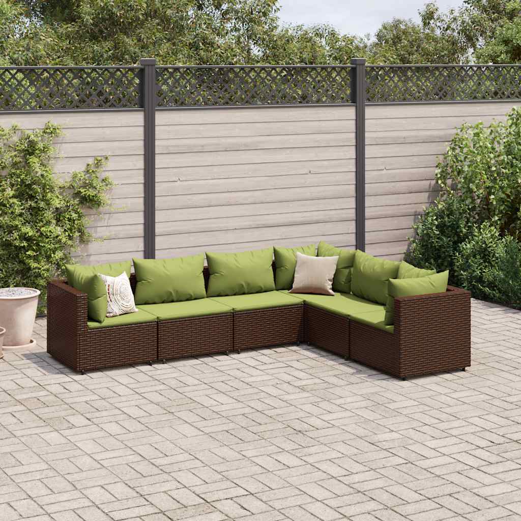 Salon de jardin 6 pcs avec coussins Marron Résine tressée - XIOS