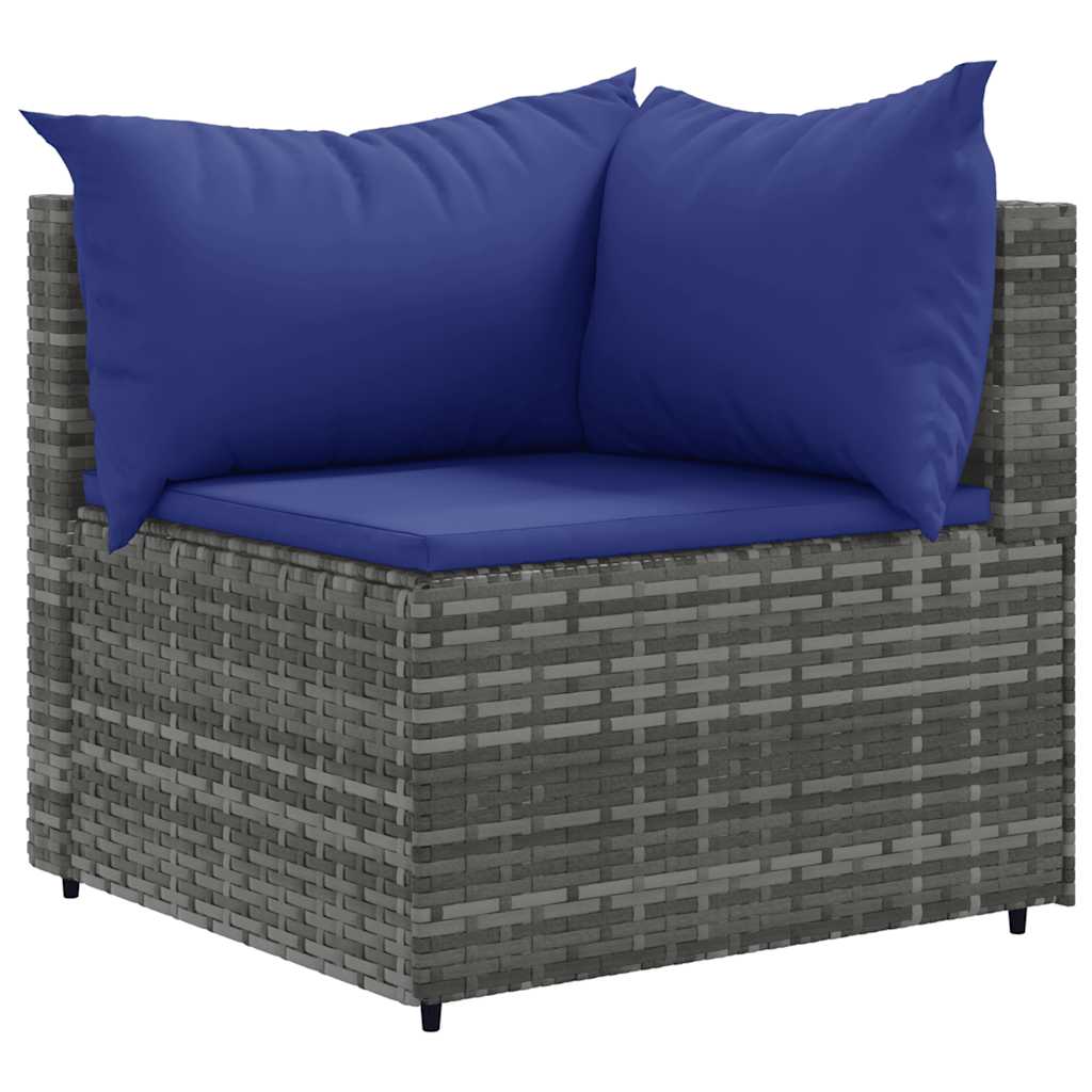 Salon de jardin 6 pcs avec coussins Gris Résine tressée - XIOS