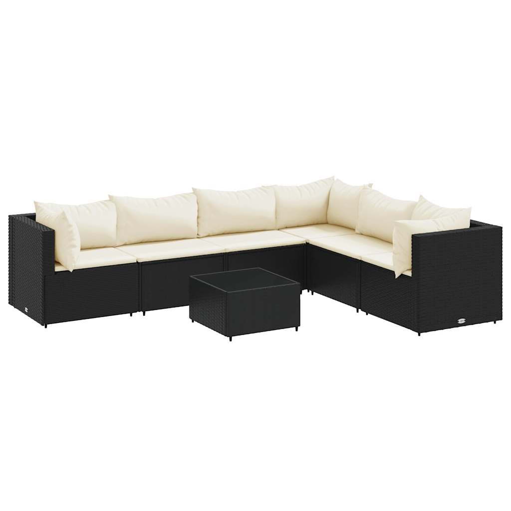 Salon de jardin 7 pcs avec coussins Noir Résine tressée - XIOS