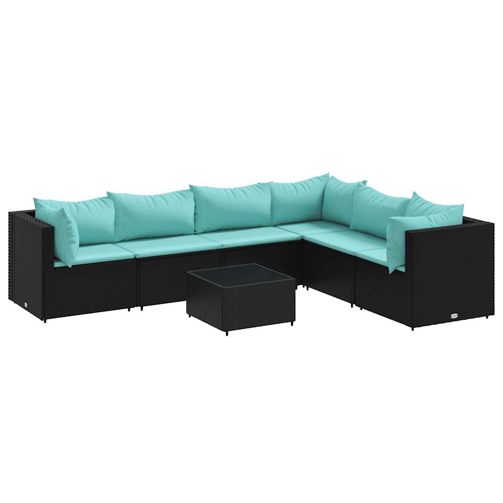 Salon de jardin 7 pcs avec coussins Noir Résine tressée - XIOS