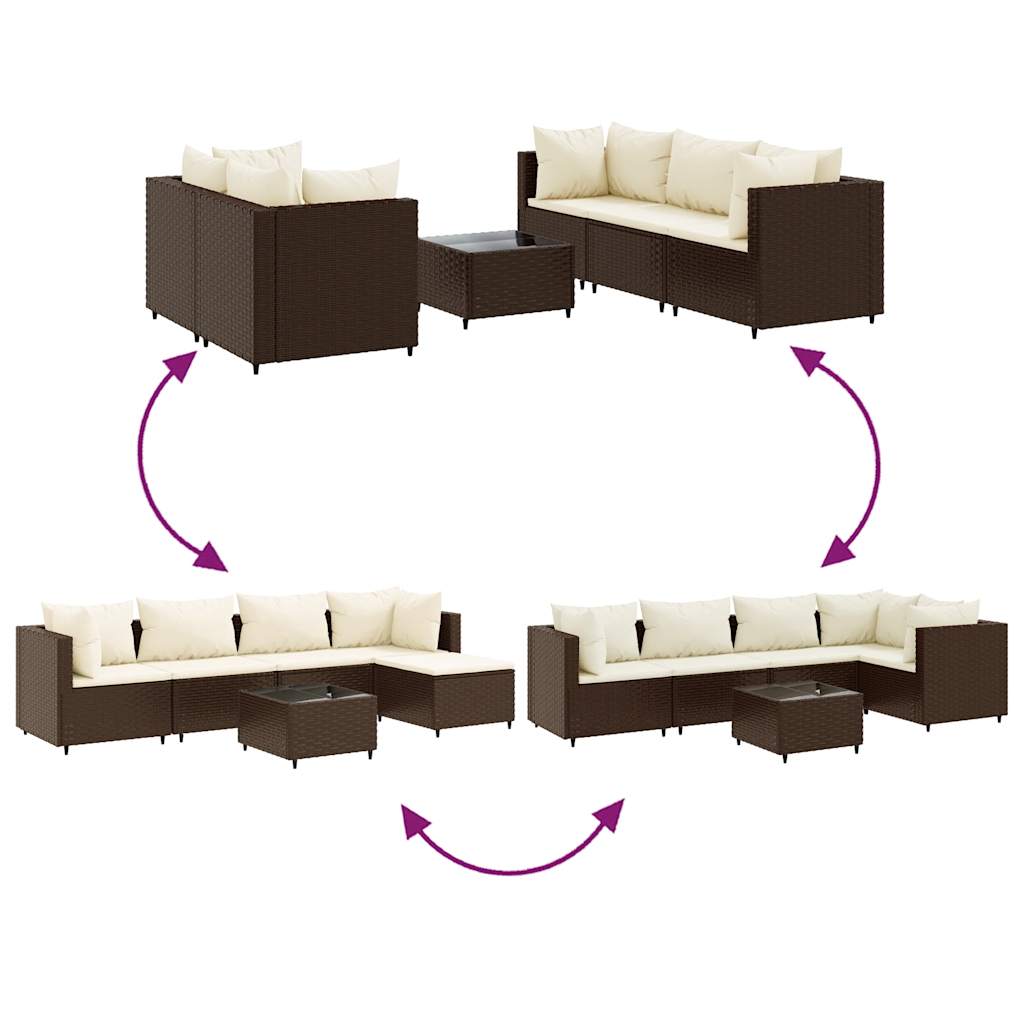 Salon de jardin 6 pcs avec coussins Marron Résine tressée - XIOS