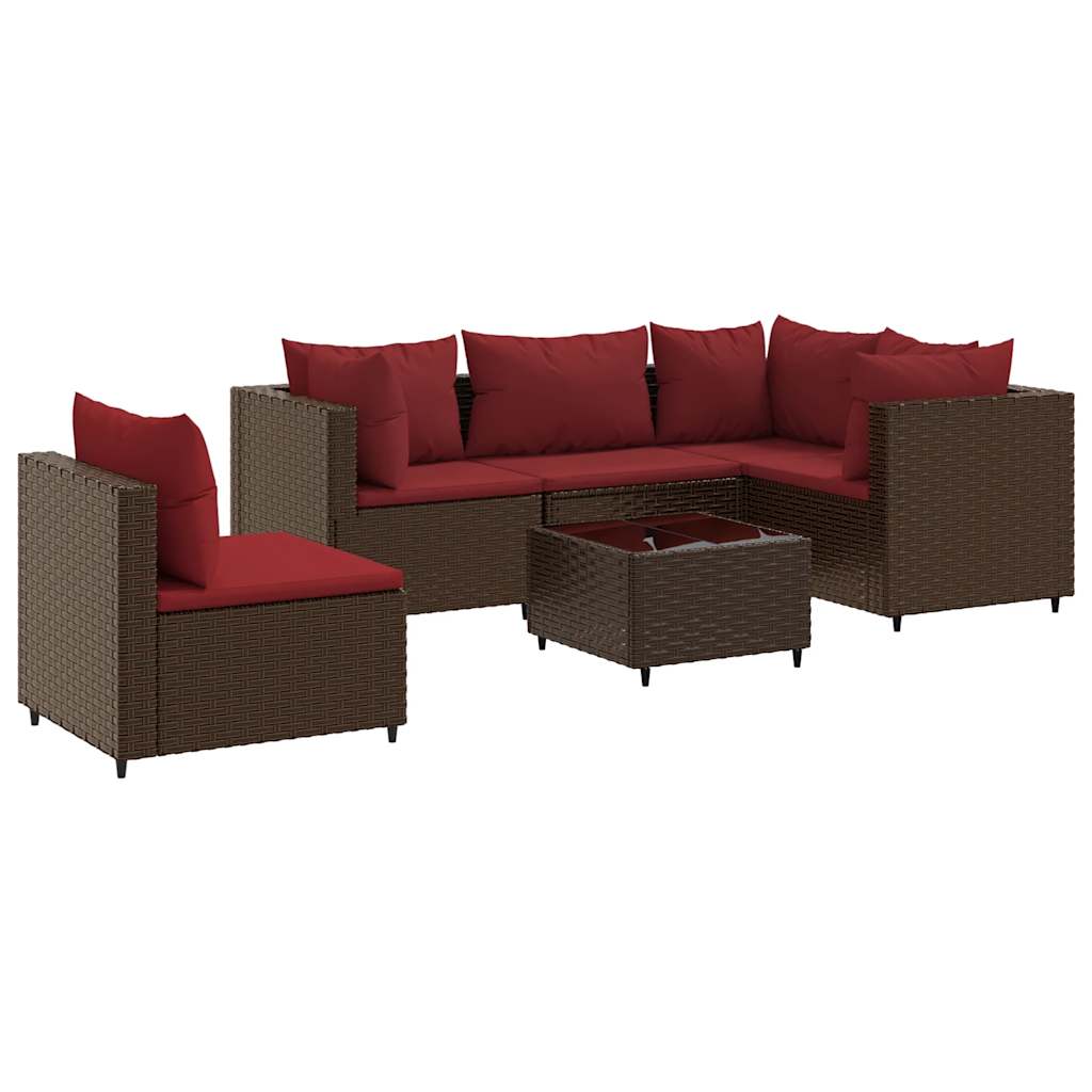 Salon de jardin 6 pcs avec coussins Marron Résine tressée - XIOS