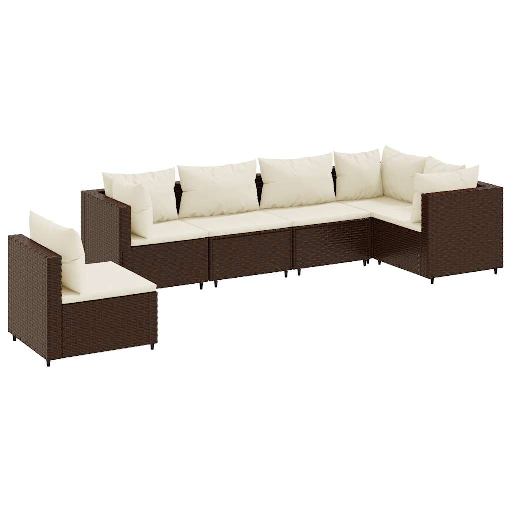 Salon de jardin 6 pcs avec coussins Marron Résine tressée - XIOS