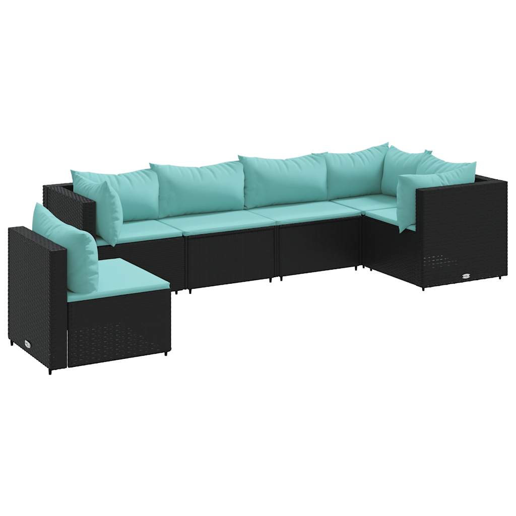 Salon de jardin 6 pcs avec coussins Noir Résine tressée - XIOS