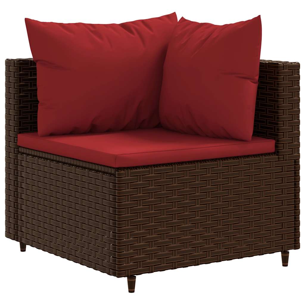 Salon de jardin 6 pcs avec coussins Marron Résine tressée - XIOS