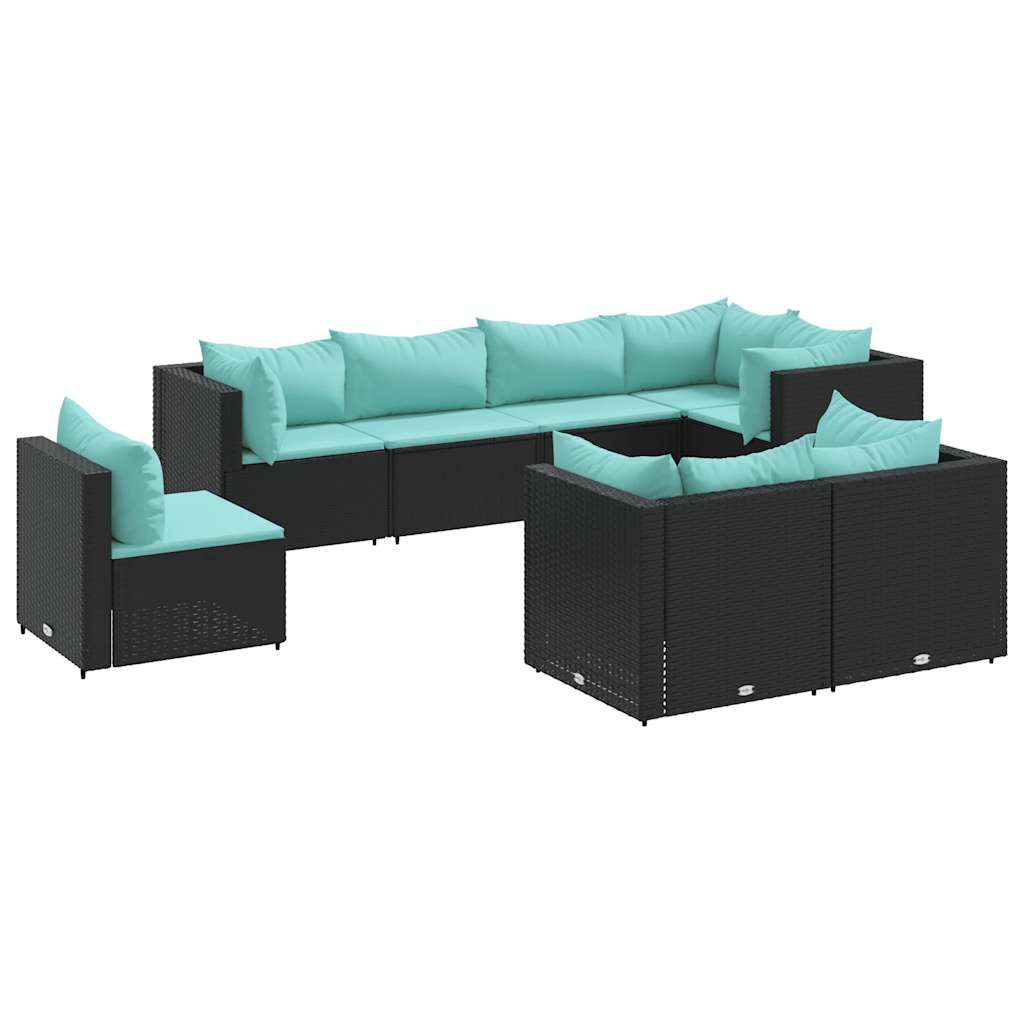 Salon de jardin 8 pcs avec coussins noir résine tressée - XIOS
