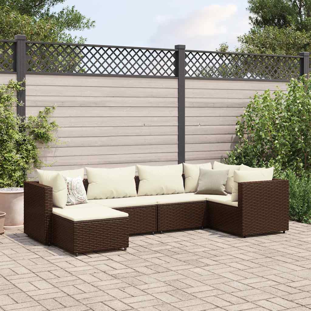 Salon de jardin 6 pcs avec coussins Marron Résine tressée - XIOS