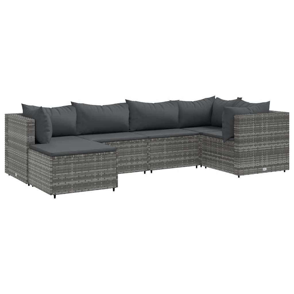 Salon de jardin 6 pcs avec coussins Gris Résine tressée - XIOS