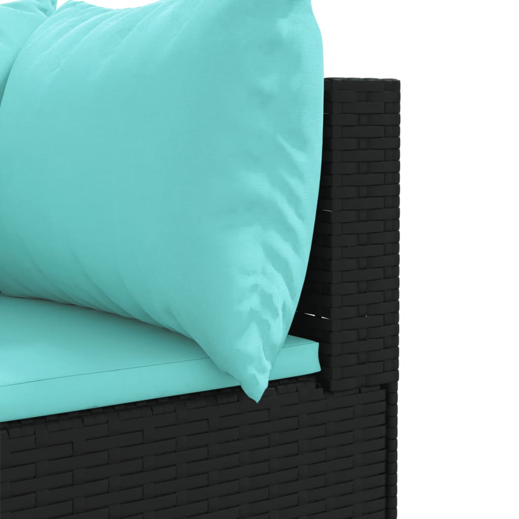 Salon de jardin 10 pcs avec coussins noir résine tressée