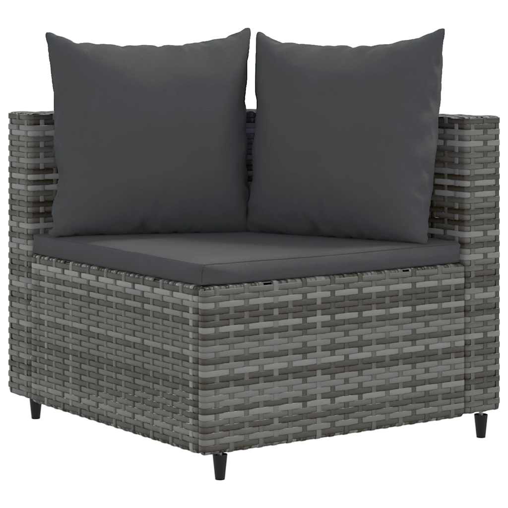 Salon de jardin 5 pcs avec coussins gris résine tressée