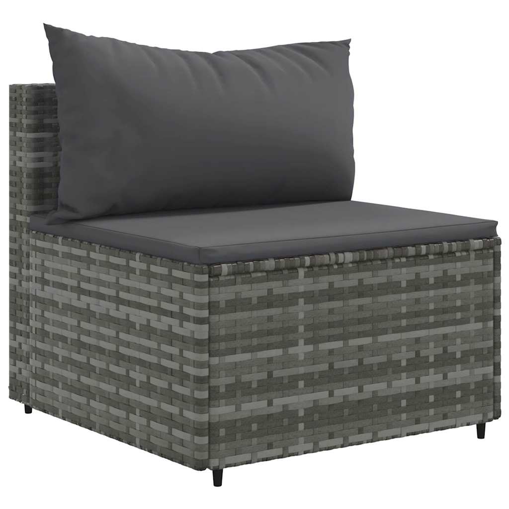 Salon de jardin 5 pcs avec coussins gris résine tressée