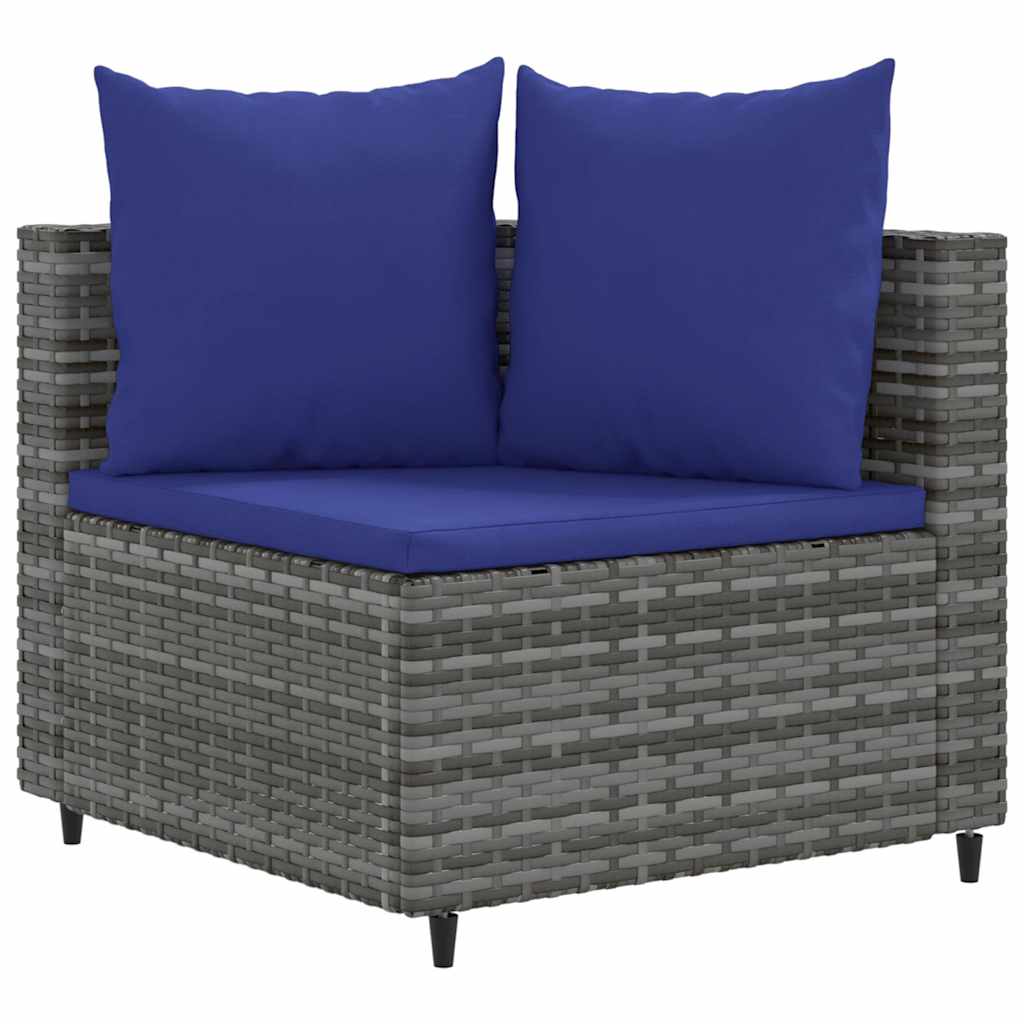 Salon de jardin 5 pcs avec coussins gris résine tressée