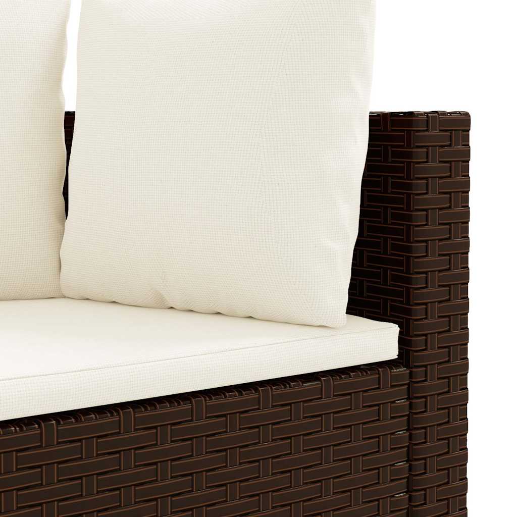 Salon de jardin avec coussins 6 pcs marron résine tressée