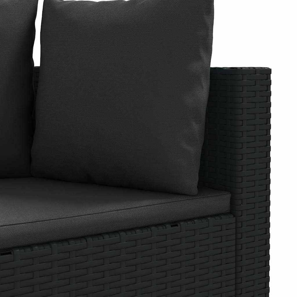 Salon de jardin 5 pcs avec coussins noir résine tressée